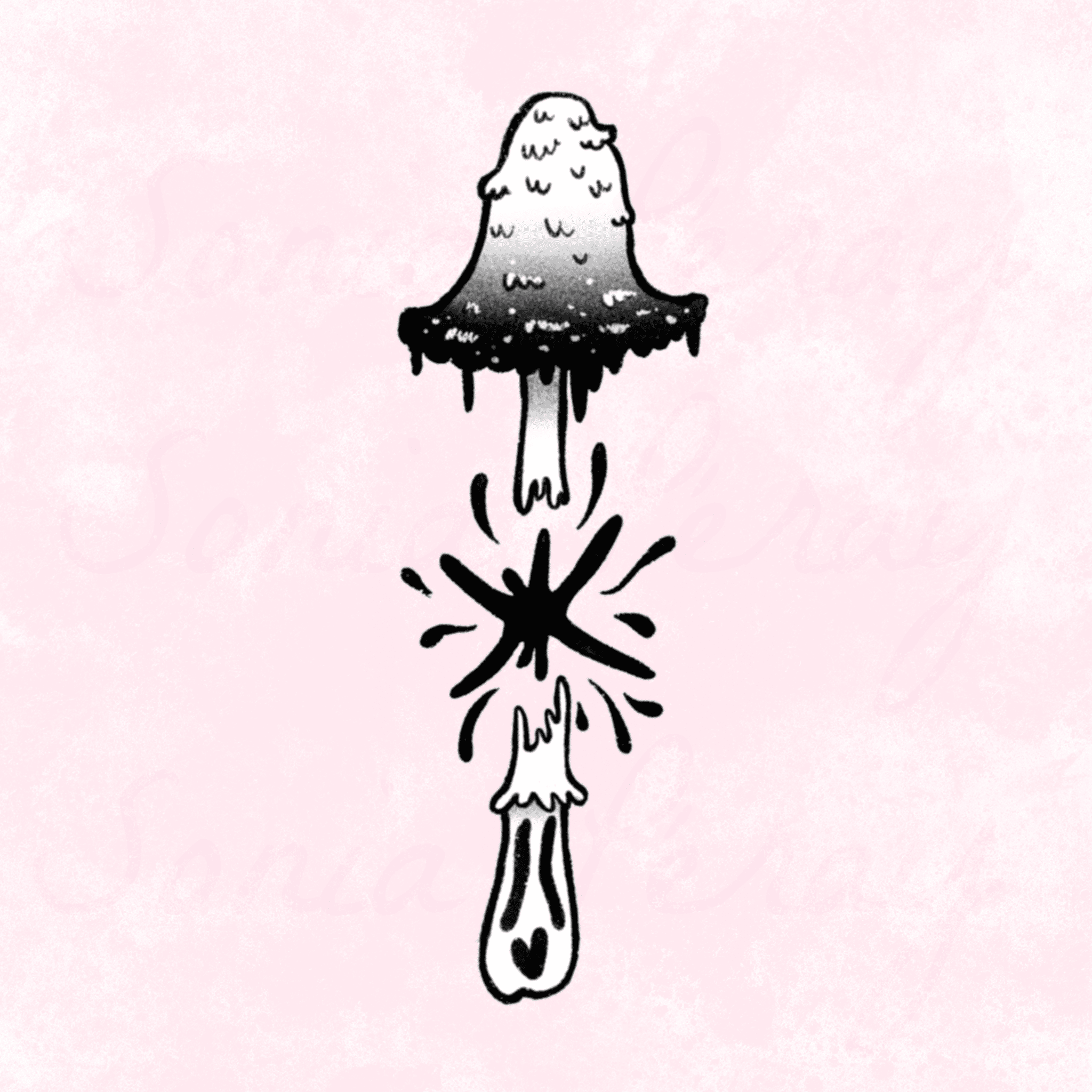 flash tattoo champignon qui explose